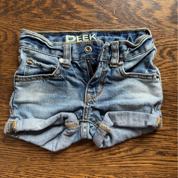 PEEK Dungarees Toddler Jean Shorts EUC Size 2 - Picture 1 of 4